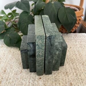 SOLD-Emerald green marble bookends